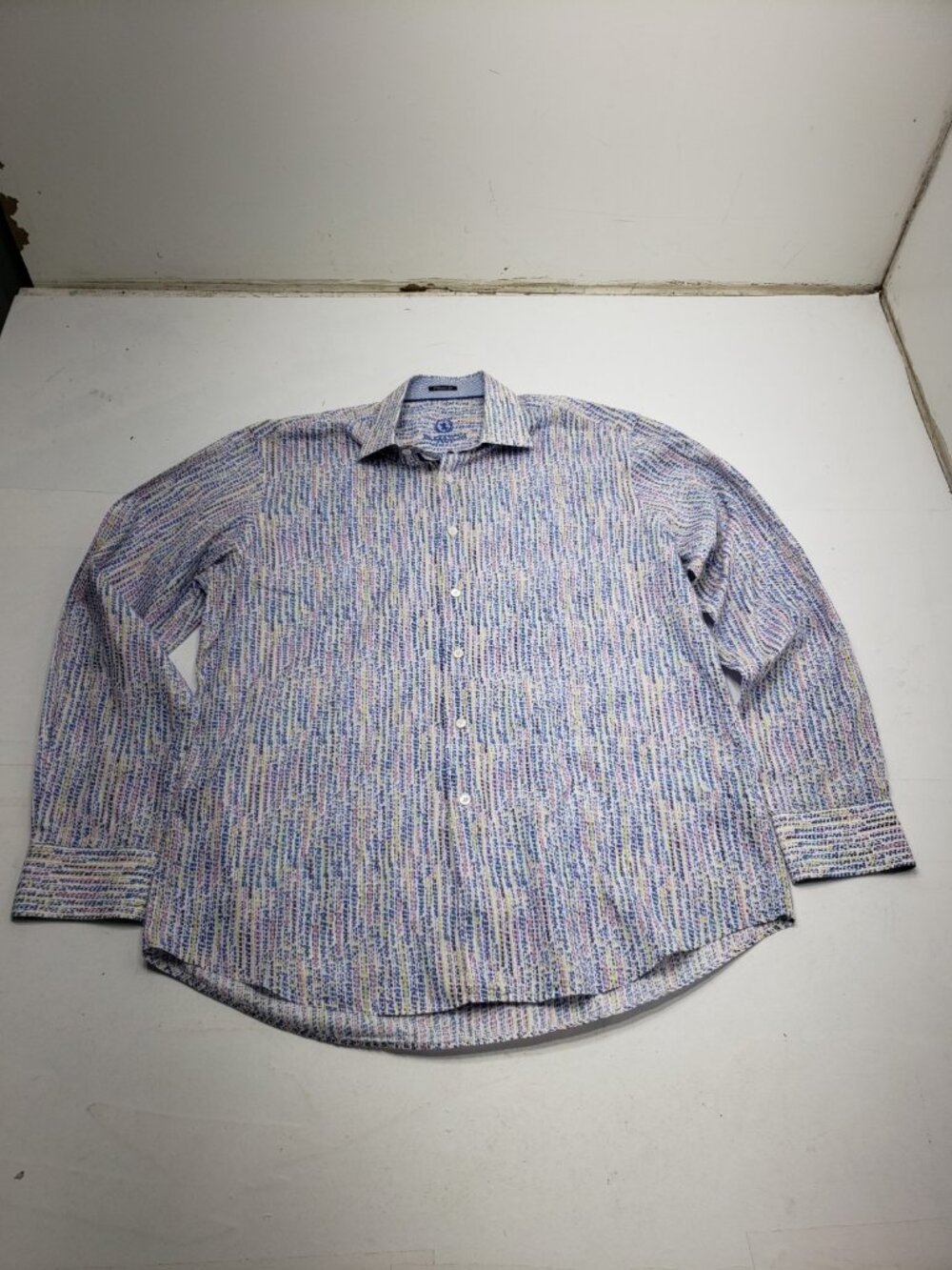 Bugatchi Uomo Mens (XL ?) Multicolor Geometric 100% Cotton Long Sleeve Shirt